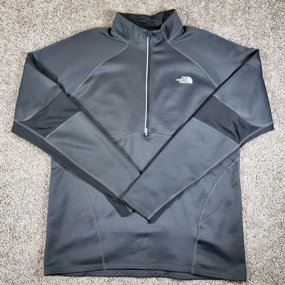 The North Face Mens L Gray FlashDry Pullover Long Sleeve Running Top‎